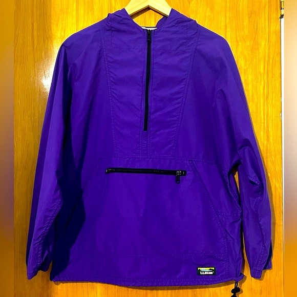 LL Bean Vintage Anorak Jacket Medium Purple Hooded raincoat - Picture 1 of 12